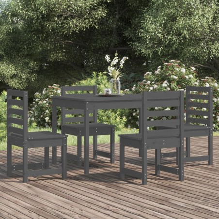 vidaXL Juego de comedor de jardín 5 piezas madera maciza pino gris