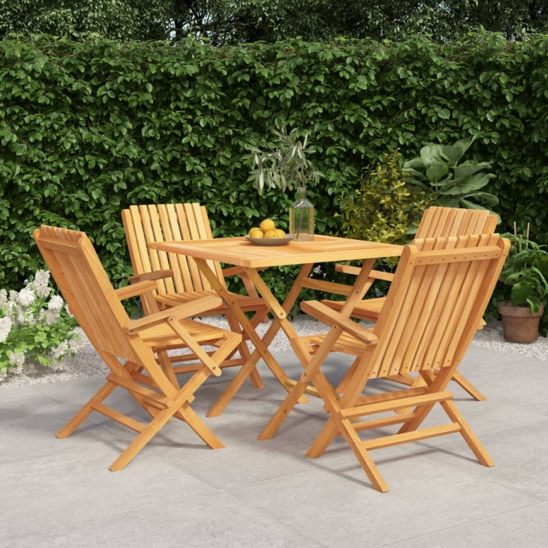 vidaXL Juego de comedor para jardín 5 piezas madera maciza de teca vidaXL Juego de comedor para jardín 5 piezas madera maciza de teca