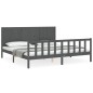 vidaXL Estructura de cama con cabecero madera maciza gris 200x200 cm