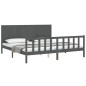 vidaXL Estructura de cama con cabecero madera maciza gris 200x200 cm