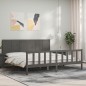 vidaXL Estructura de cama con cabecero madera maciza gris 200x200 cm