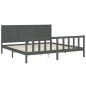vidaXL Estructura de cama con cabecero madera maciza gris 200x200 cm