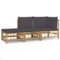 vidaXL Set de muebles de jardín 3 piezas bambú con cojines gris oscuro vidaXL Set de muebles de jardín 3 piezas bambú con cojines gris oscuro