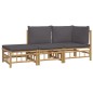 vidaXL Set de muebles de jardín 3 piezas bambú con cojines gris oscuro vidaXL Set de muebles de jardín 3 piezas bambú con cojines gris oscuro