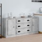 vidaXL Aparadores 3 piezas madera contrachapada gris hormigón vidaXL Aparadores 3 piezas madera contrachapada gris hormigón