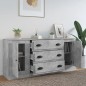 vidaXL Aparadores 3 piezas madera contrachapada gris hormigón vidaXL Aparadores 3 piezas madera contrachapada gris hormigón