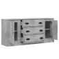 vidaXL Aparadores 3 piezas madera contrachapada gris hormigón vidaXL Aparadores 3 piezas madera contrachapada gris hormigón