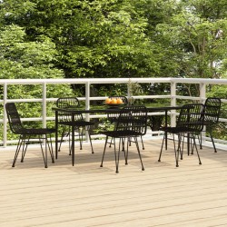 vidaXL Juego de comedor de jardín 7 piezas ratán sintético negro