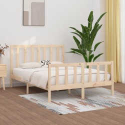 vidaXL Estructura de cama de matrimonio madera maciza 135x190 cm