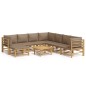 vidaXL Set de muebles de jardín 9 piezas bambú y cojines gris taupé vidaXL Set de muebles de jardín 9 piezas bambú y cojines gris taupé