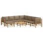 vidaXL Set de muebles de jardín 9 piezas bambú y cojines gris taupé vidaXL Set de muebles de jardín 9 piezas bambú y cojines gris taupé