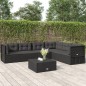 vidaXL Set muebles de jardín 6 piezas y cojines ratán sintético negro vidaXL Set muebles de jardín 6 piezas y cojines ratán sintético negro