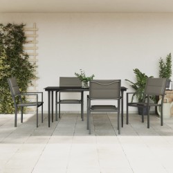 vidaXL Juego de comedor para jardín 5 piezas acero y textilene negro