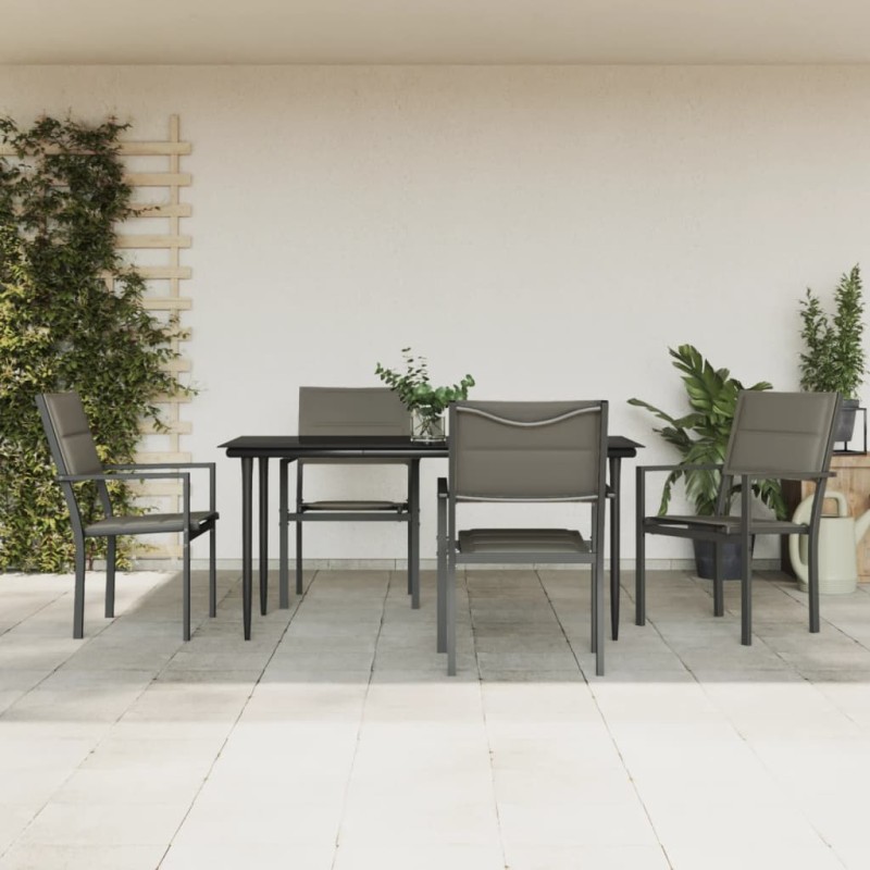 vidaXL Juego de comedor para jardín 5 piezas acero y textilene negro vidaXL Juego de comedor para jardín 5 piezas acero y textilene negro