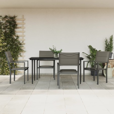 vidaXL Juego de comedor para jardín 5 piezas acero y textilene negro