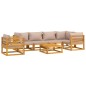 vidaXL Set muebles de jardín 7 pzas madera maciza y cojines gris taupé vidaXL Set muebles de jardín 7 pzas madera maciza y cojines gris taupé