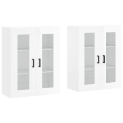 vidaXL Armarios de pared 2 uds madera de ingeniería blanco brillante