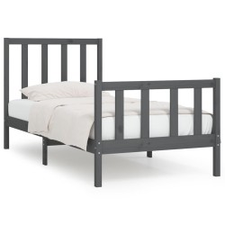 vidaXL Estructura de cama individual madera maciza gris 90x190 cm