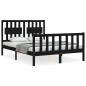 vidaXL Estructura cama de matrimonio con cabecero madera maciza negra
