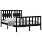 vidaXL Estructura cama de matrimonio con cabecero madera maciza negra