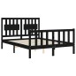 vidaXL Estructura cama de matrimonio con cabecero madera maciza negra