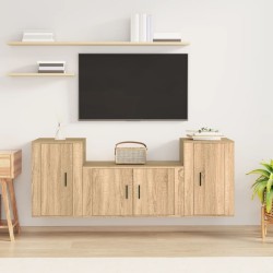 vidaXL Set de muebles para TV 3 pzas madera contrachapada roble sonoma