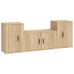 vidaXL Set de muebles para TV 3 pzas madera contrachapada roble sonoma