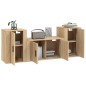 vidaXL Set de muebles para TV 3 pzas madera contrachapada roble sonoma vidaXL Set de muebles para TV 3 pzas madera contrachapada roble sonoma