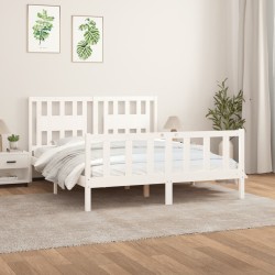 vidaXL Estructura de cama con cabecero madera de pino blanco 150x200cm