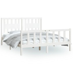 vidaXL Estructura de cama con cabecero madera de pino blanco 150x200cm