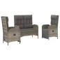 vidaXL Set comedor de jardín 3 piezas con cojines ratán sintético gris vidaXL Set comedor de jardín 3 piezas con cojines ratán sintético gris
