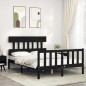 vidaXL Estructura de cama con cabecero madera maciza negro 120x200 cm vidaXL Estructura de cama con cabecero madera maciza negro 120x200 cm