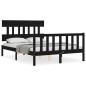 vidaXL Estructura de cama con cabecero madera maciza negro 120x200 cm vidaXL Estructura de cama con cabecero madera maciza negro 120x200 cm