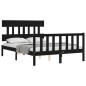 vidaXL Estructura de cama con cabecero madera maciza negro 120x200 cm vidaXL Estructura de cama con cabecero madera maciza negro 120x200 cm