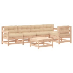vidaXL Juego de muebles de jardín 6 piezas y cojines madera maciza