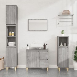vidaXL Set de muebles de baño 3 pzas madera contrachapada gris sonoma