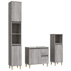 vidaXL Set de muebles de baño 3 pzas madera contrachapada gris sonoma
