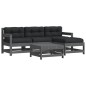 vidaXL Juego de muebles jardín 5 piezas y cojines madera maciza gris vidaXL Juego de muebles jardín 5 piezas y cojines madera maciza gris