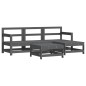 vidaXL Juego de muebles jardín 5 piezas y cojines madera maciza gris vidaXL Juego de muebles jardín 5 piezas y cojines madera maciza gris