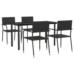 vidaXL Juego de comedor de jardín 5 pzas ratán sintético y acero negro