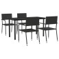 vidaXL Juego de comedor de jardín 5 pzas ratán sintético y acero negro