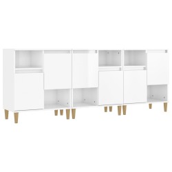 vidaXL Aparadores 3 uds madera contrachapada blanco brillo 60x35x70 cm