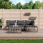vidaXL Set muebles de jardín 4 pzas y cojines ratán PE gris antracita vidaXL Set muebles de jardín 4 pzas y cojines ratán PE gris antracita