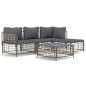 vidaXL Set muebles de jardín 4 pzas y cojines ratán PE gris antracita vidaXL Set muebles de jardín 4 pzas y cojines ratán PE gris antracita