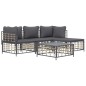 vidaXL Set muebles de jardín 4 pzas y cojines ratán PE gris antracita vidaXL Set muebles de jardín 4 pzas y cojines ratán PE gris antracita