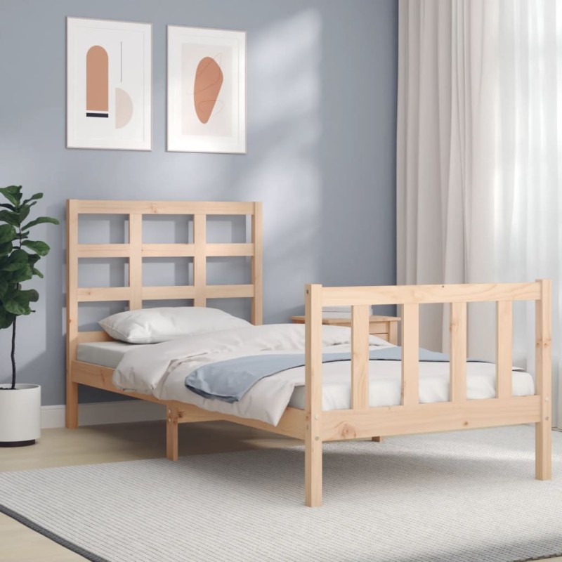 vidaXL Estructura de cama individual con cabecero madera maciza vidaXL Estructura de cama individual con cabecero madera maciza