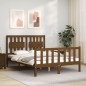 vidaXL Estructura de cama matrimonio con cabecero madera marrón miel vidaXL Estructura de cama matrimonio con cabecero madera marrón miel