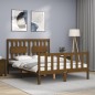 vidaXL Estructura de cama matrimonio con cabecero madera marrón miel vidaXL Estructura de cama matrimonio con cabecero madera marrón miel