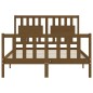 vidaXL Estructura de cama matrimonio con cabecero madera marrón miel vidaXL Estructura de cama matrimonio con cabecero madera marrón miel