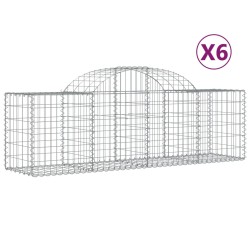 vidaXL Cestas de gaviones 6 uds forma de arco hierro 200x50x60/80 cm